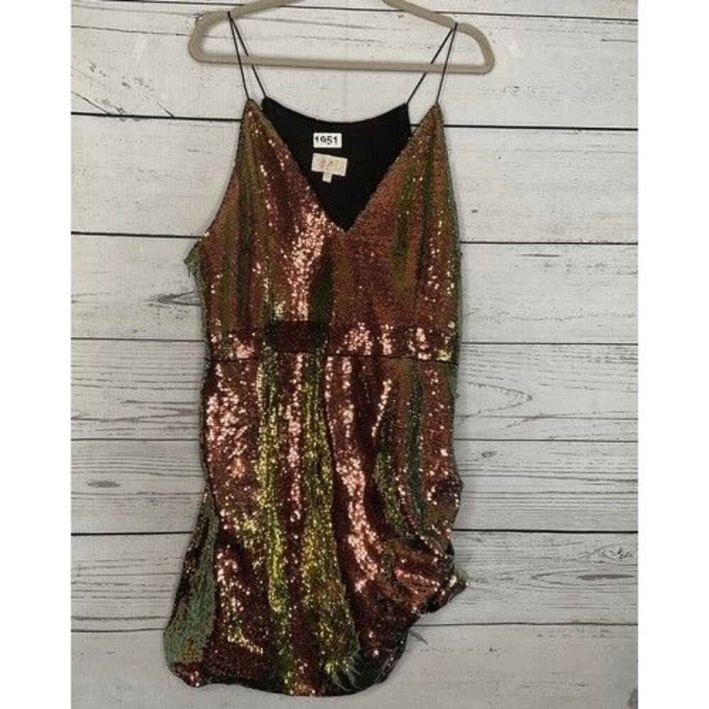 Club London Homecoming‎ Sequinned Evening Cami Mini Dress Women Size 20 Gold
